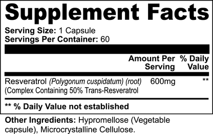 Resveratrol 600mg (Std. to 50% Trans-Resveratrol)